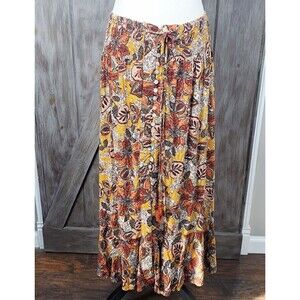 Rachel Zoe Maxi Skirt Sz L Smock Waist Tassel MOP Buttons Floral Hi-Low Whimsy